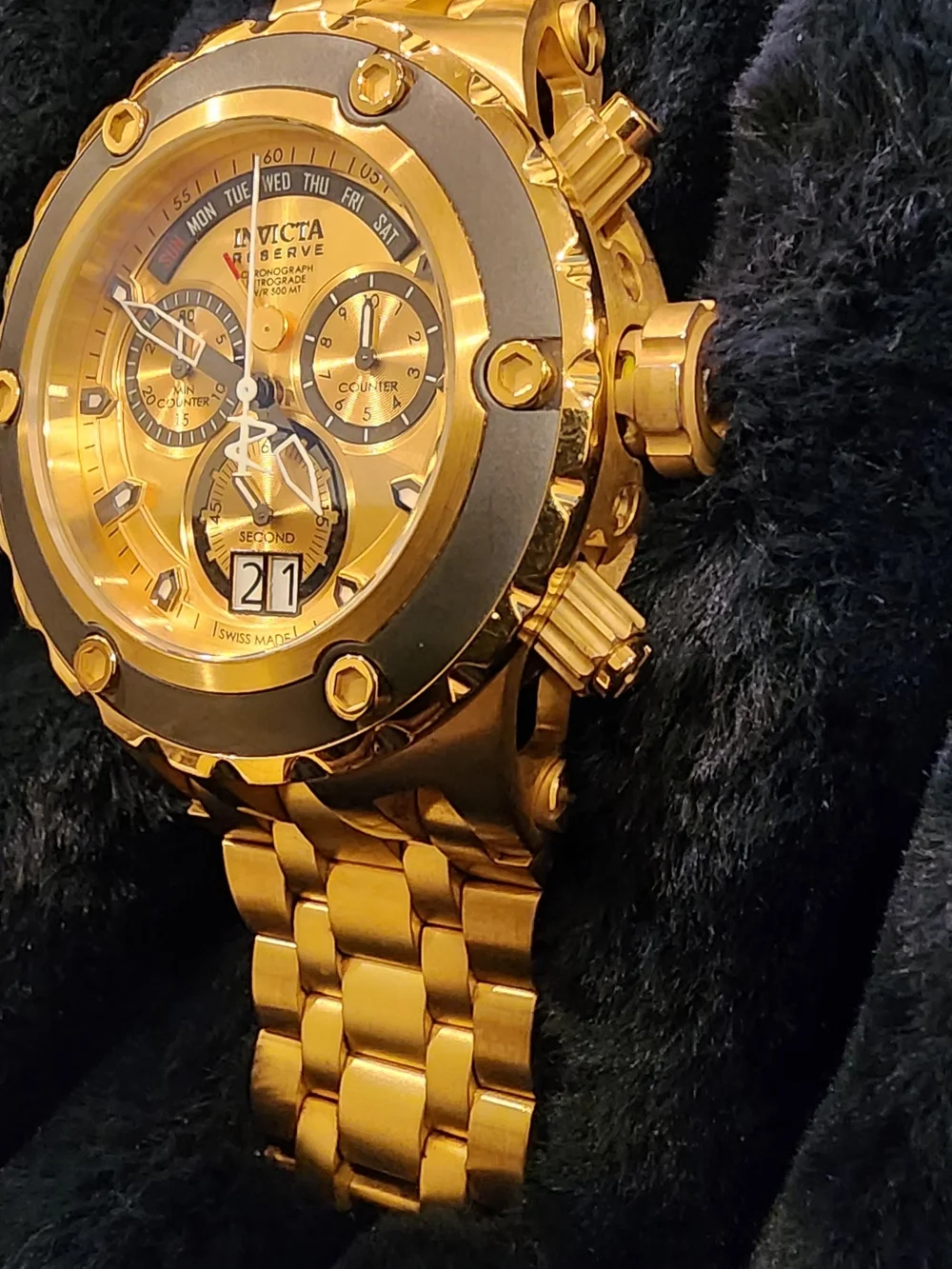 Invicta Gold Chronograph Watch - Bold Gold Tone